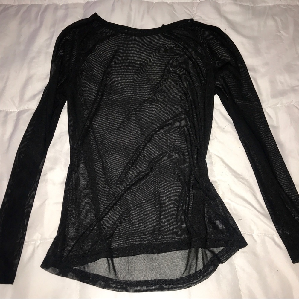 Black mesh top
